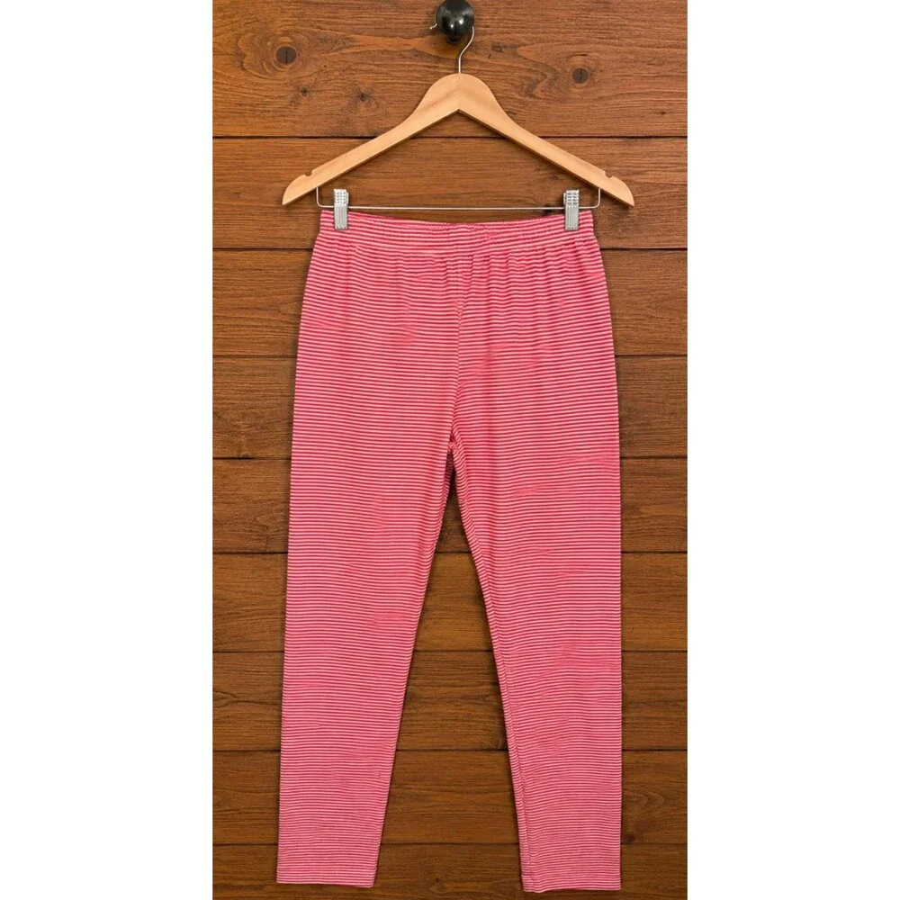 Petit Bateau Girls Pink & White Striped Cotton Leggings Sz 8 Years 126cm Morocco